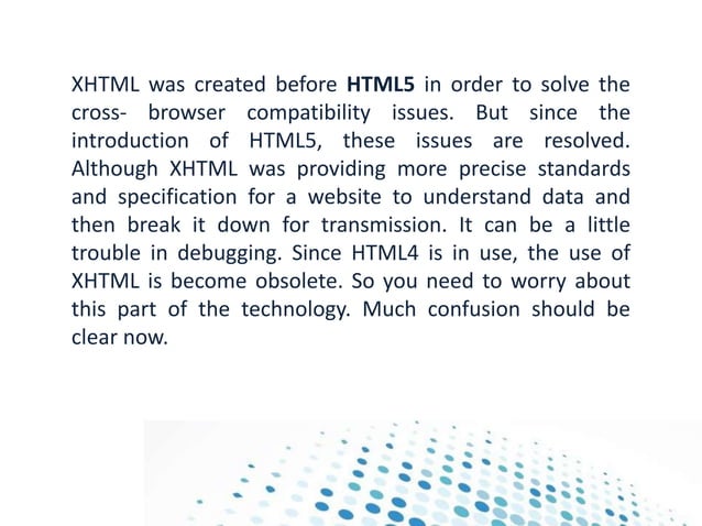 The Difference between HTML, XHTML & HTML5 for Beginners | PPTX | Web ...