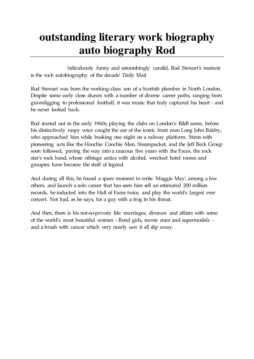 literary work biography auto biography