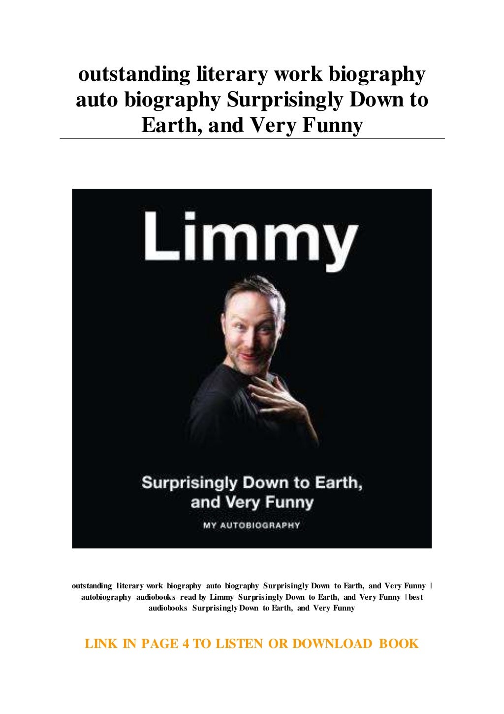 outstanding literary work biography auto biography Surprisingly Down to