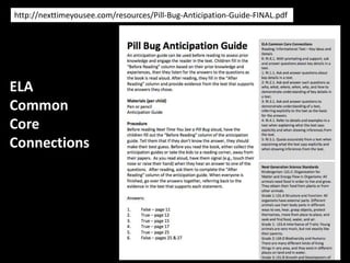 http://nexttimeyousee.com/resources/Pill-Bug-Anticipation-Guide-FINAL.pdf
ELA
Common
Core
Connections
 