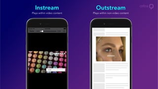 Plays within video content Plays within non-video content
Instream Outstream
 