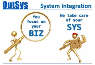 System Integration
   You     We take care
focus on      of your
  your
              SYS
BIZ
 