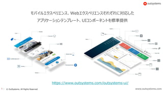 www.outsystems.com21 © OutSystems. All Rights Reserved
モバイルエクスペリエンス、Webエクスペリエンスそれぞれに対応した
アプリケーションテンプレート、UIコンポーネントを標準提供
https://www.outsystems.com/outsystems-ui/
 