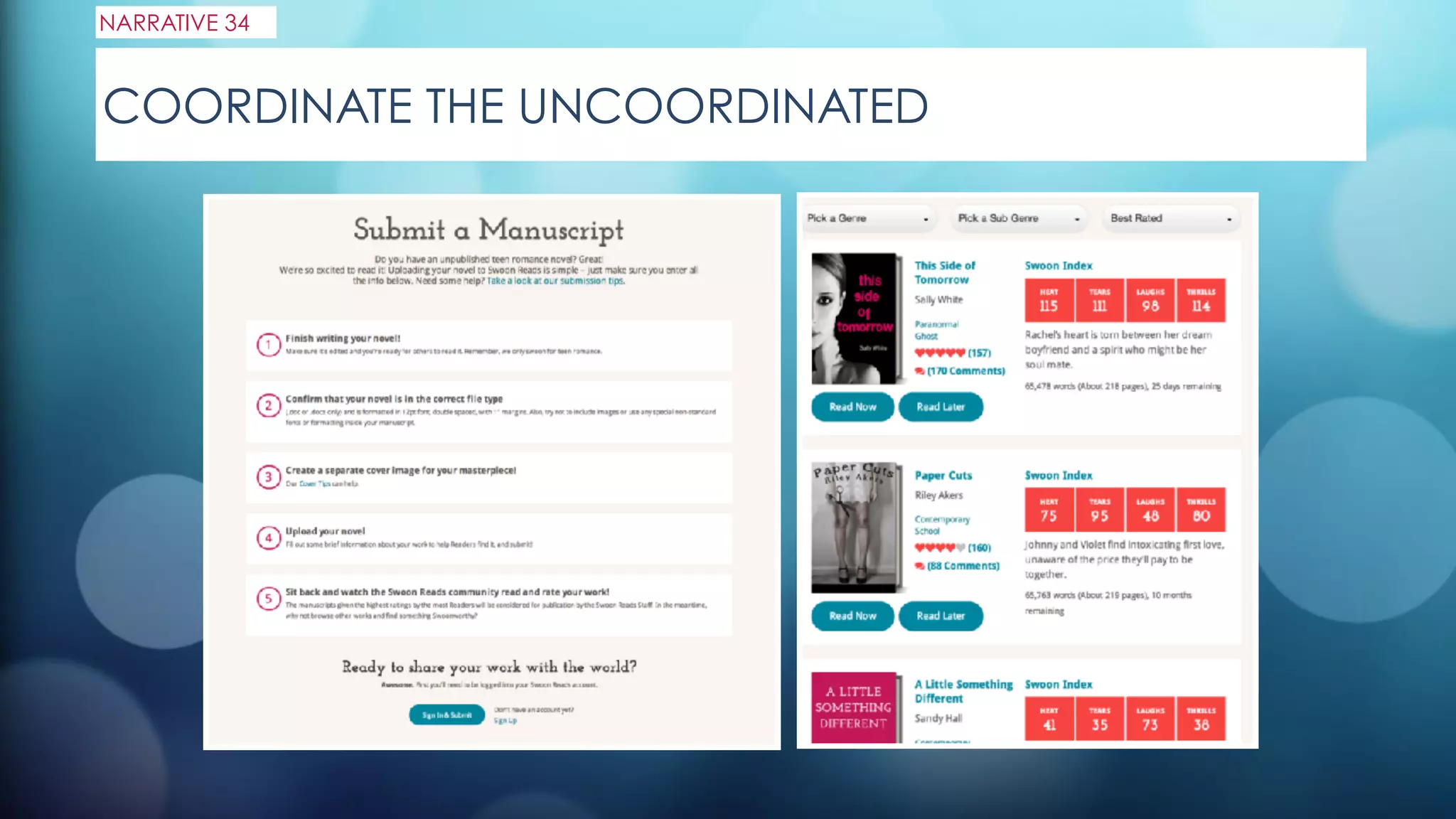 COORDINATE THE UNCOORDINATED
NARRATIVE 34
 