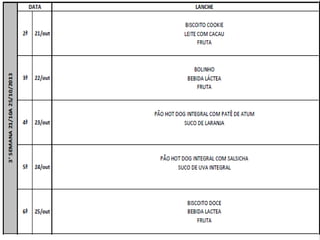 Cardápio de Outubro