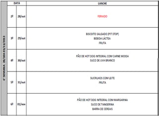Cardápio de Outubro