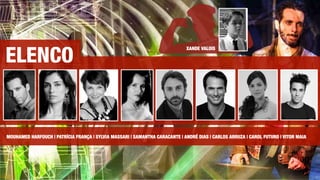 ELENCO
MOUHAMED HARFOUCH | PATRÍCIA FRANÇA | SYLVIA MASSARI | SAMANTHA CARACANTE | ANDRÉ DIAS | CARLOS ARRUZA | CAROL FUTURO | VITOR MAIA
XANDE VALOIS
 