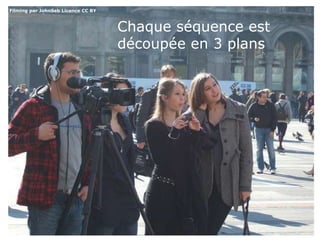 Chaque séquence est 
découpée en 3 plans 
Filming par JohnSeb Licence CC BY 
 