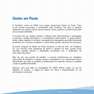 Ouvidoria Caixa RelatóRio2006