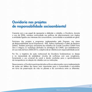 Ouvidoria Caixa RelatóRio2006