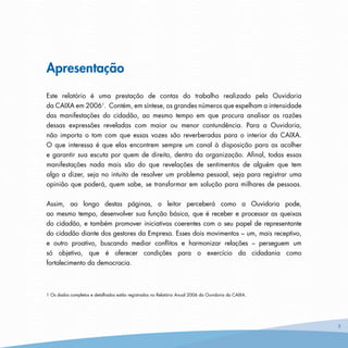 Ouvidoria Caixa RelatóRio2006
