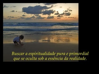 Buscar a espiritualidade pura e primordial
que se oculta sob a essência da realidade.
 
