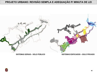 PROJETO URBANO: REVISÃO SEMPLA E ADEQUAÇÃO P/ MINUTA DE LEI SISTEMAS GERAIS – SOLO PÚBLICO  SISTEMAS EDIFICADOS – SOLO PRIVADO  