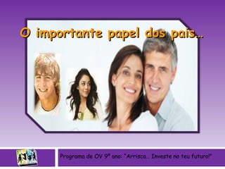 O importante papel dos pais… Programa de OV 9º ano: “Arrisca… Investe no teu futuro!” 