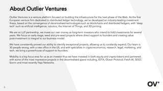 About Outlier Ventures
Outlier Ventures is a venture platform focused on building the infrastructure for the next phase of...