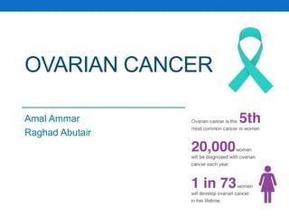 OVARIAN CANCER
Amal Ammar
Raghad Abutair
 