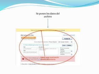 Se ponen los datos del
archivo
 