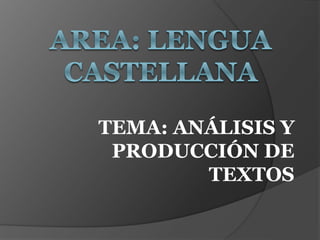 TEMA: ANÁLISIS Y
PRODUCCIÓN DE
TEXTOS
 