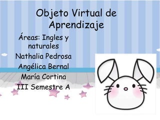 Objeto Virtual de
Aprendizaje
Áreas: Ingles y
naturales
Nathalia Pedrosa
Angélica Bernal
María Cortina
III Semestre A
 