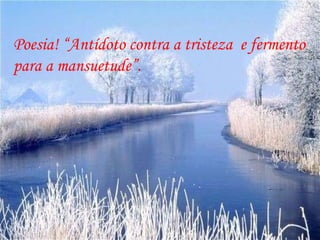 Poesia! “Antídoto contra a tristeza  e fermento para a mansuetude”. 