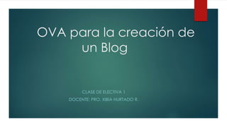 OVA para la creación de
un Blog
CLASE DE ELECTIVA 1
DOCENTE: PRO. XIBIA HURTADO R.
 