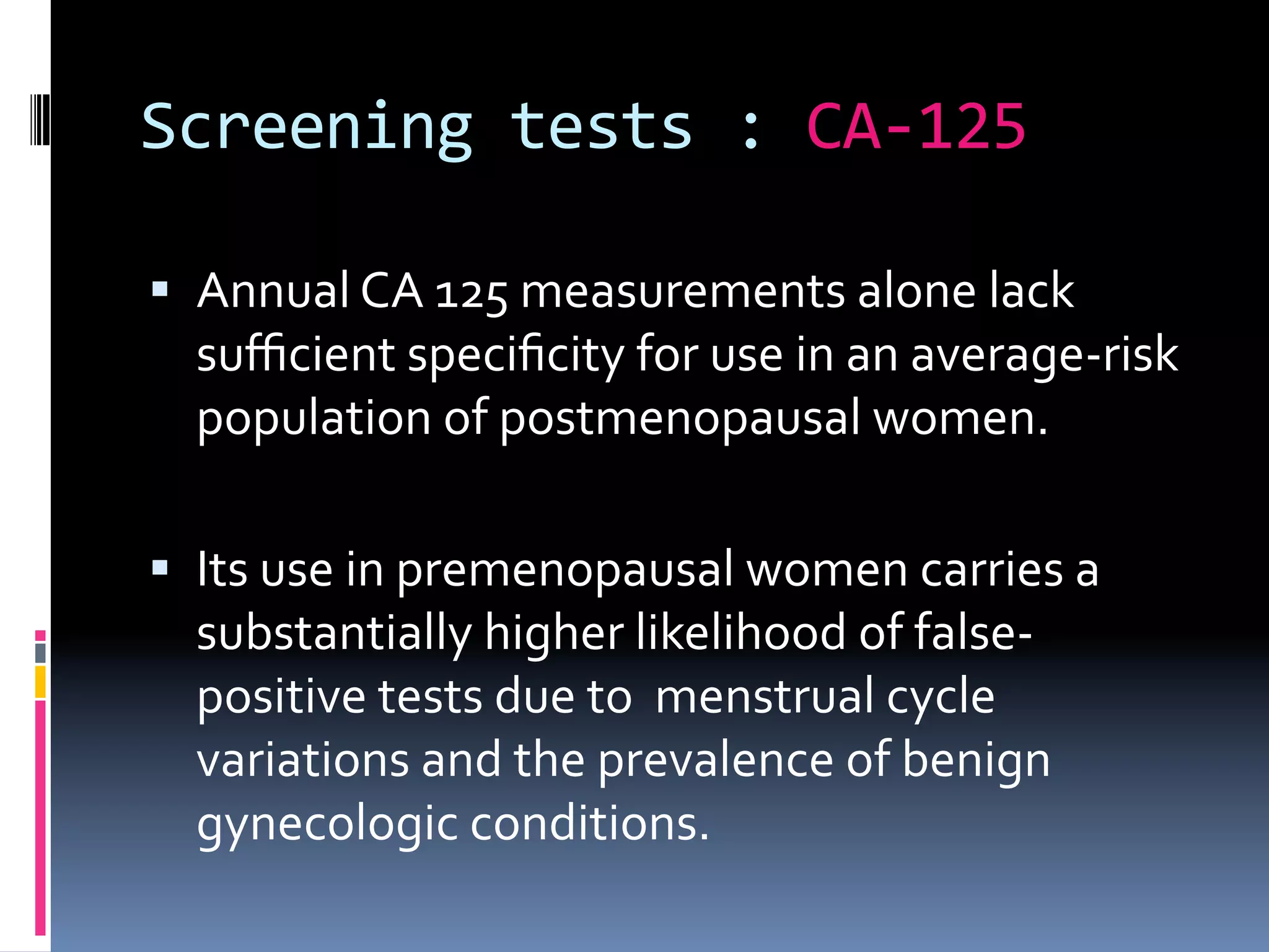 Screening Measurements Ovarian ca screening | PDF