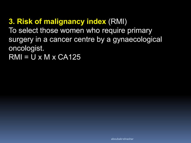 OVARIAN CYSTS IN POSTMENOPAUSAL WOMEN RCOG guidelines, 2003 | PPT