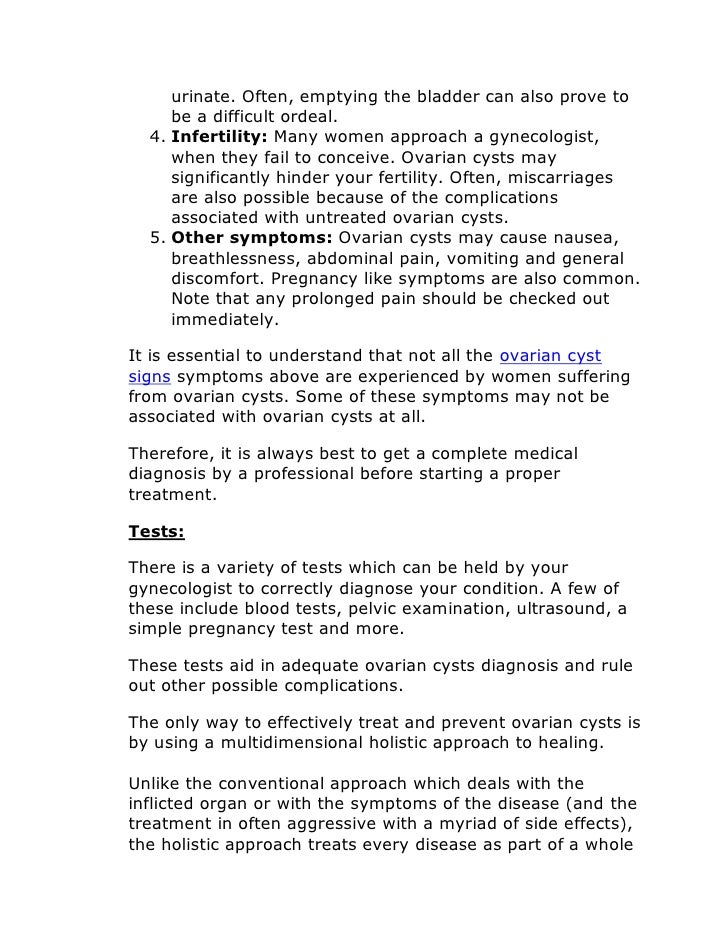 Ovarian cyst signs and symptoms