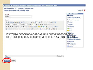 EN TEXTO PODEMOS AGREGAR UNA BREVE DESCRIPCION
DEL TITULO, SEGÚN EL CONTENIDO DEL PLAN CURRICULAR
 