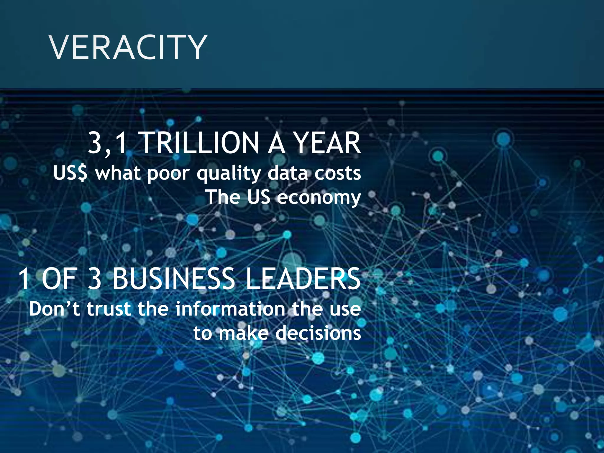 1 TB OF INFORMATION
Captured by NYSE
in every trading session
18,9 BILLION
Network connections by 2016
2,5 Network connections
per person on earth
 
