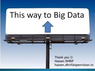 Market for Big Data
• Gaining attraction
• Huge market opportunities for IT services (82.9% of
revenues) and analytics firms (17.1 % )
• Current market size is $200 million. By 2015 $1
billion
• The opportunity for service providers lies in offering
services around Big Data implementation and
analytics for global multinationals
 