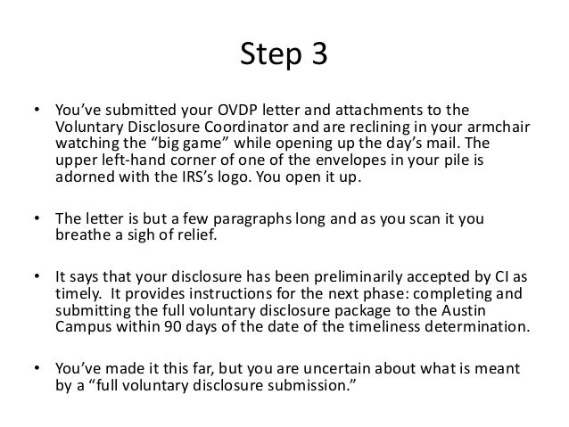 OVDP: The Survivor's Manual