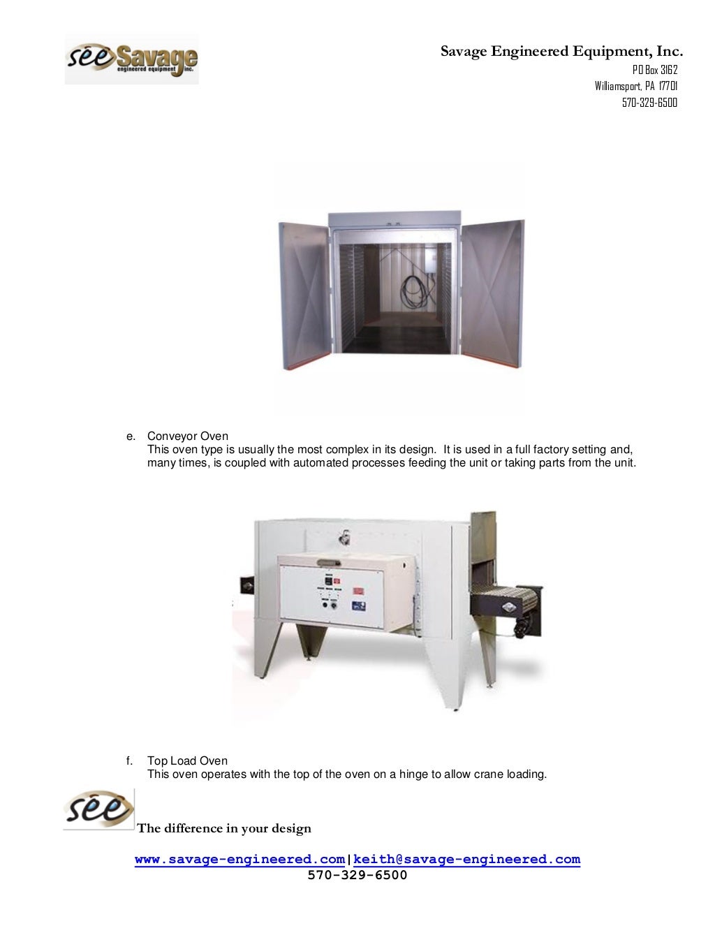 OVEN 101 The Basics of Specifying Industrial Ovens