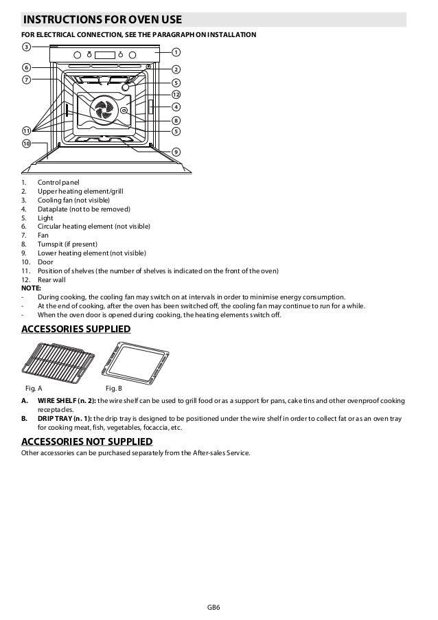Oven instructions