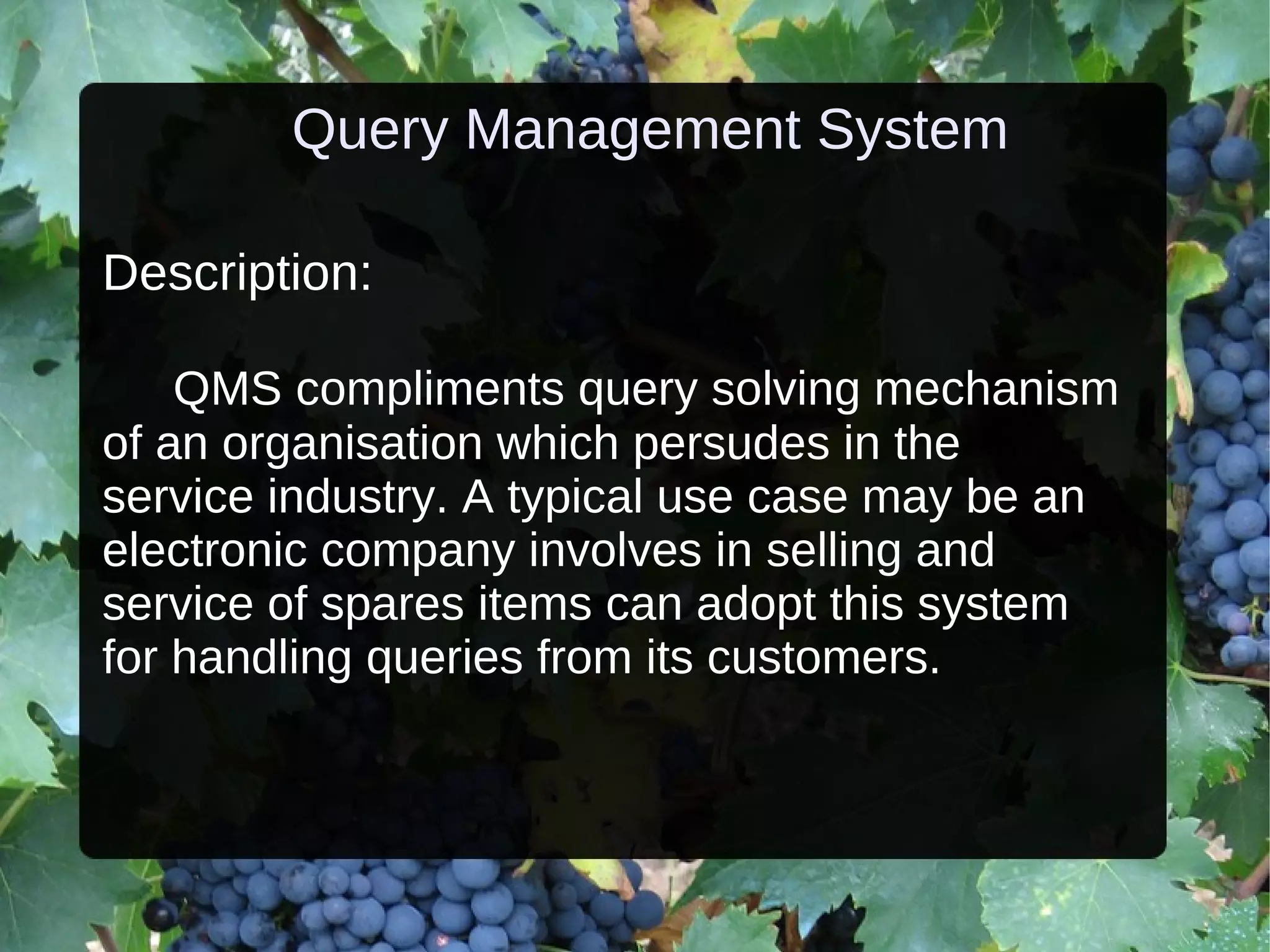 Query Management System- overview | ODP | Databases | Computer Software ...