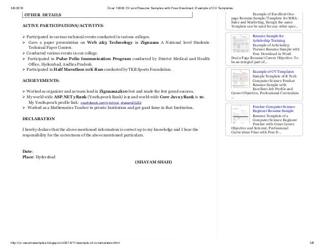 Over 10000 Cv And Resume Samples With Free Download Example Of Cv Te