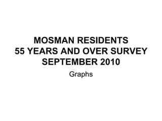 MOSMAN RESIDENTS 55 YEARS AND OVER SURVEY SEPTEMBER 2010 Graphs 