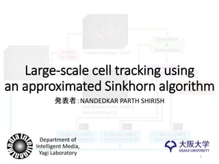 Large-scale cell tracking using
an approximated Sinkhorn algorithm
発表者：NANDEDKAR PARTH SHIRISH
1
Department of
Intelligent Media,
Yagi Laboratory
 