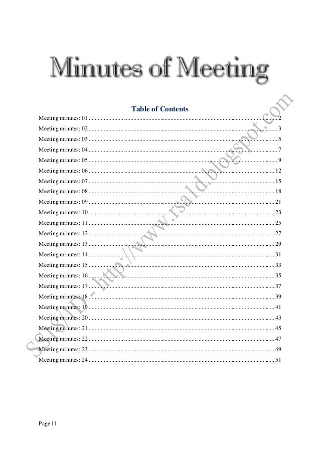 overall minutes of meetings minutes of meetings