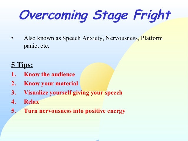 Overcome stage fright and preparation of speech workshop