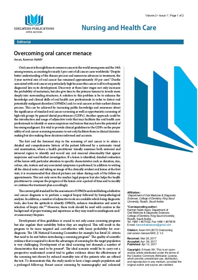 Overcoming Oral Cancer Menace Overcoming Oral Cancer Menace