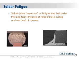 © 2004 - 2007 
2010 
oSolder joints “wear out” or fatigue and fail under the long term influence of temperature cycling and mechanical stresses. 
Solder Fatigue  