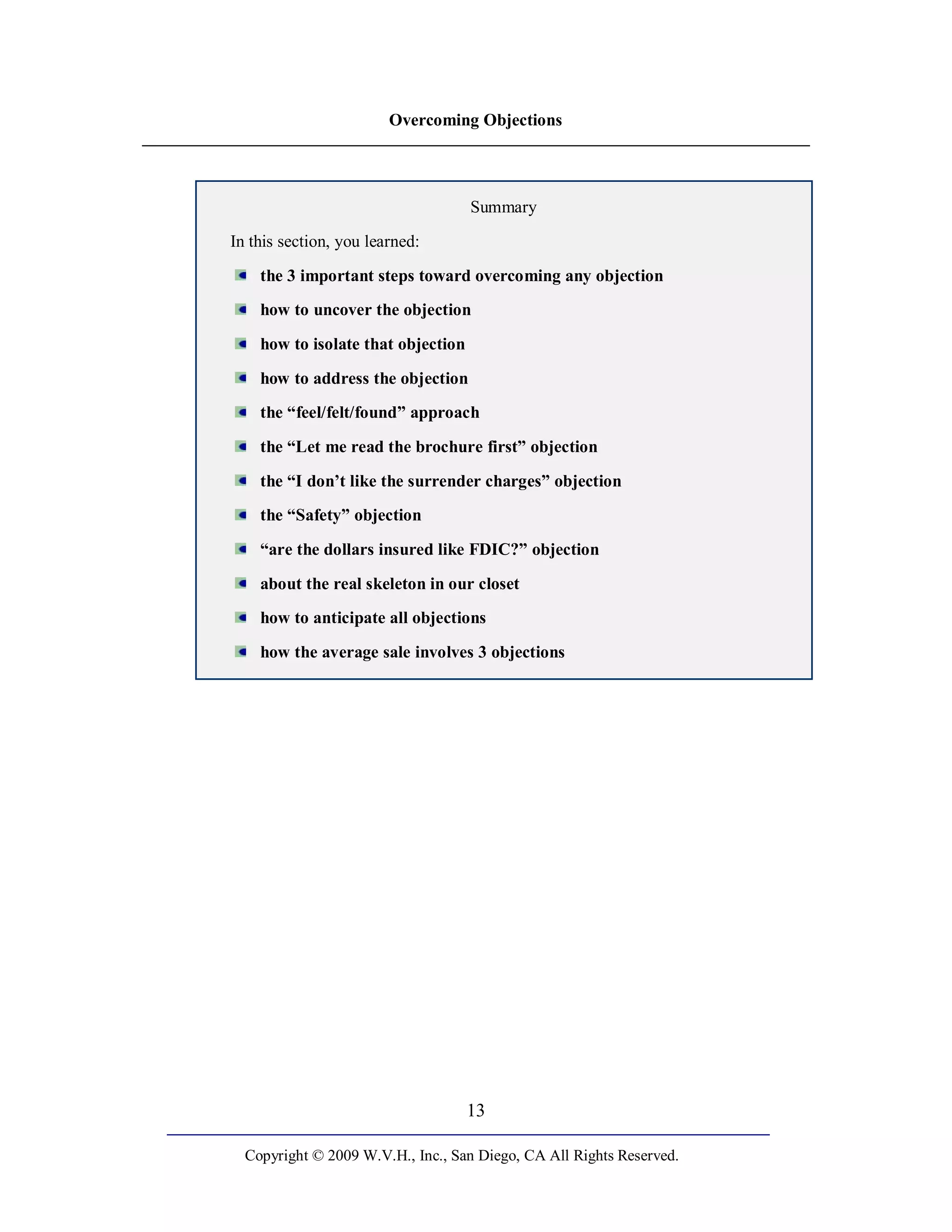 Overcoming Objections