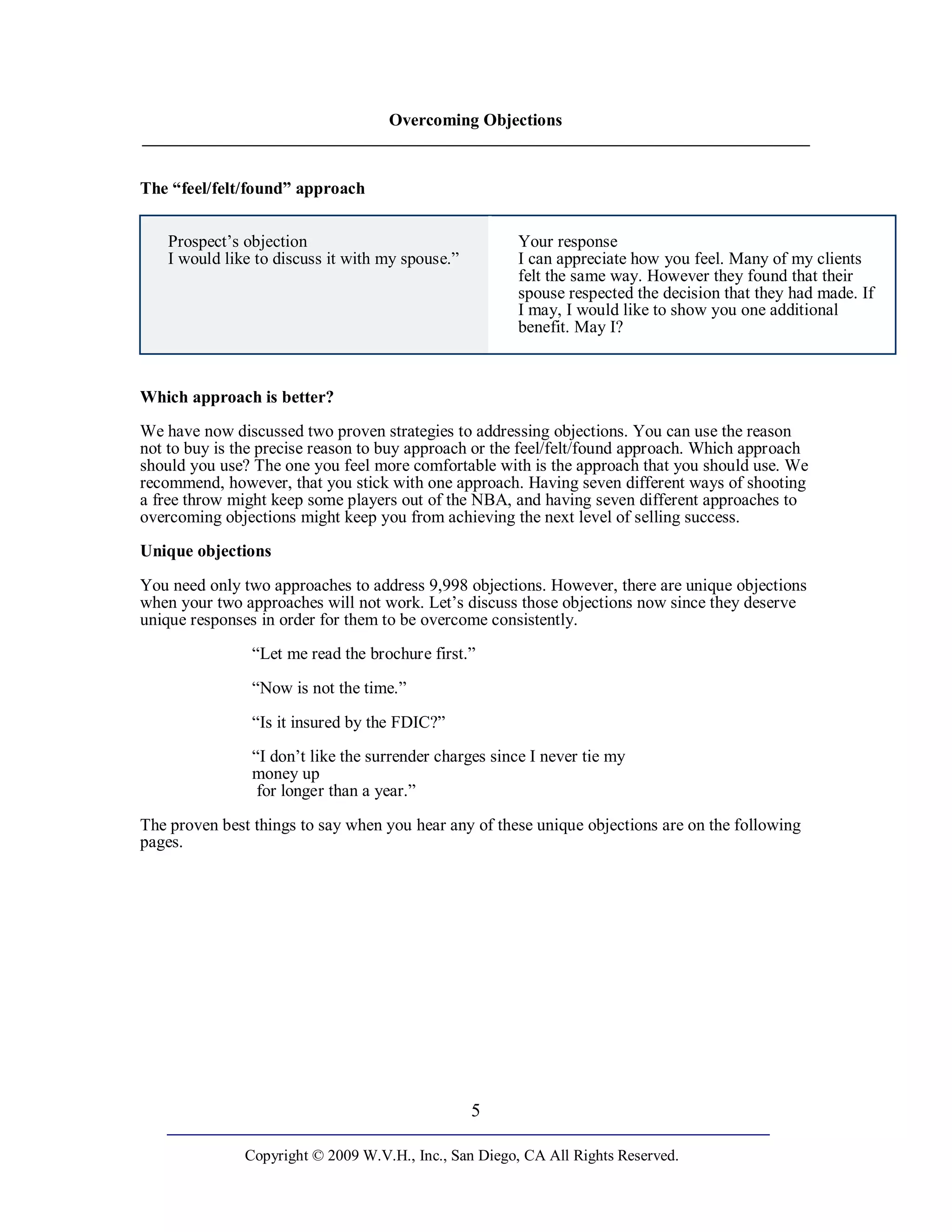 Overcoming Objections