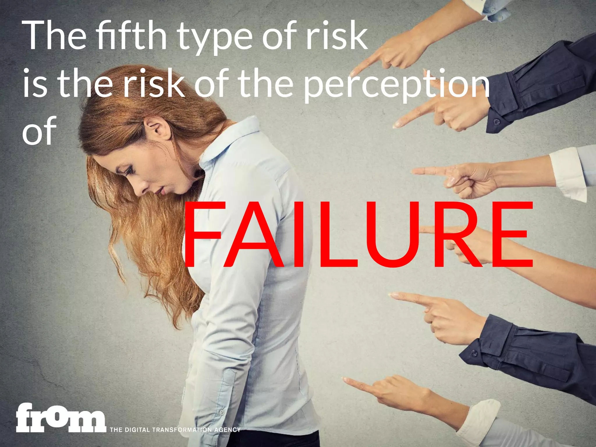 The ﬁfth type of risk
is the risk of the perception
of
FAILURE
 
