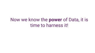 Now we know the power of Data, it is
time to harness it!
 