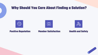 Positive Reputation Member Satisfaction Health and Safety
Why Should You Care About Finding a Solution?
 