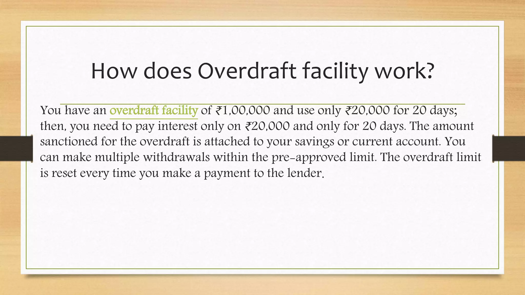 Overdraft facility for Salaried Professionals | PPT