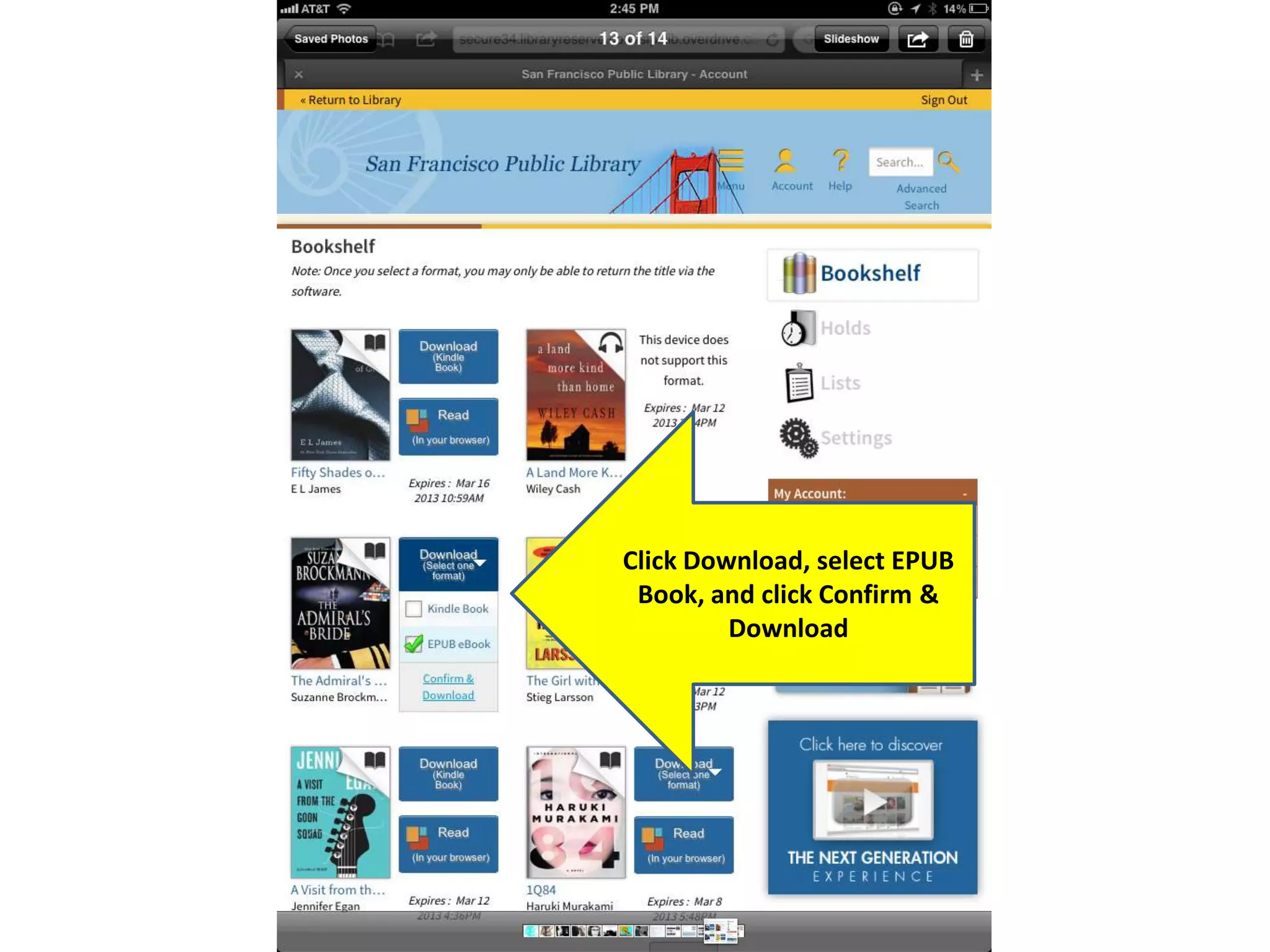 Click Download, select EPUB
Book, and click Confirm &
Download