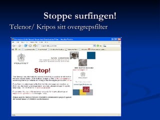 Stoppe surfingen! Telenor/ Kripos sitt overgrepsfilter 